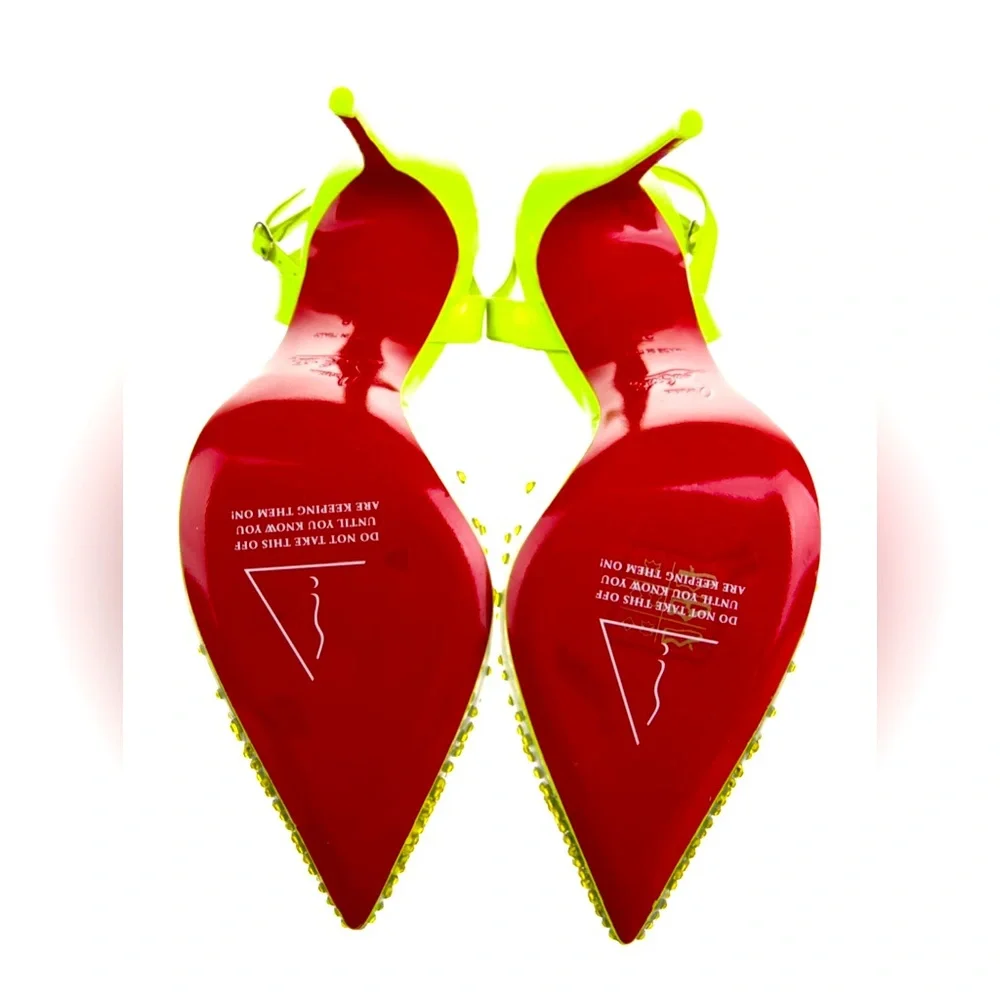 Christian Louboutin Patent Leather Crystal Embellished Slingback Pump - Picture 4 of 5